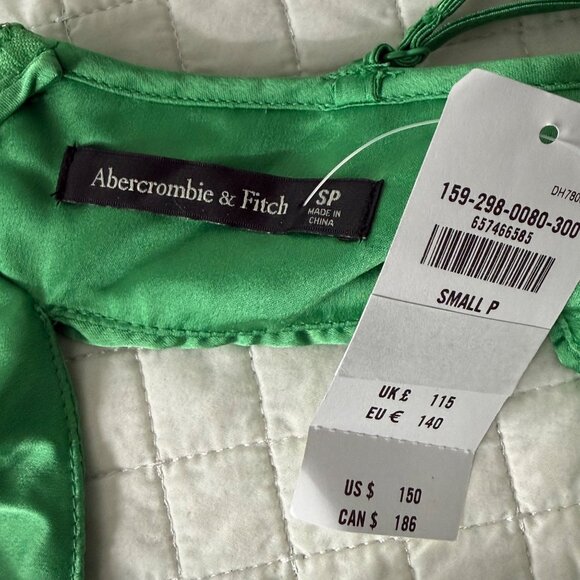 Abercrombie & Fitch Green Pleated Midi Dress With Cutout, Adjustable Straps, SP - Picture 5 of 6